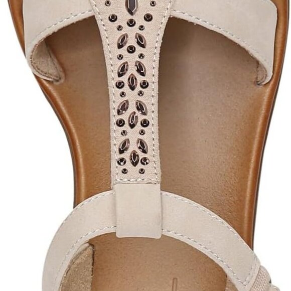 Women's Summer Sandals Faux Leather Flat Shoes Rhinestones Comfortable - Picture 6 of 7